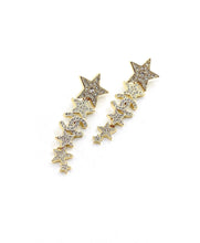 18K CC Star Diamonds Long Earrings