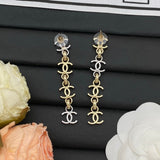 18K CC Long Gold Earrings
