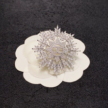 18K CC Flower Crystal Brooch