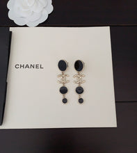 18K CC Black Crystals Earrings