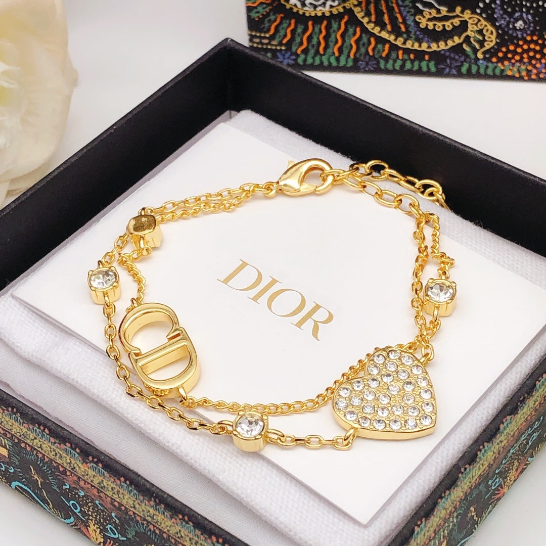 18K Petit CD Heart Diamonds Bracelet