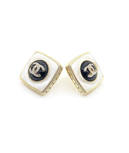 18K CC Pearl Square Earrings