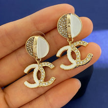 18K CC Half Diamond Earrings