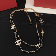 18K CHANEL CC Black Pearls Necklace