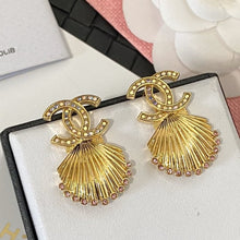 18K CC Shell Pendant Earrings