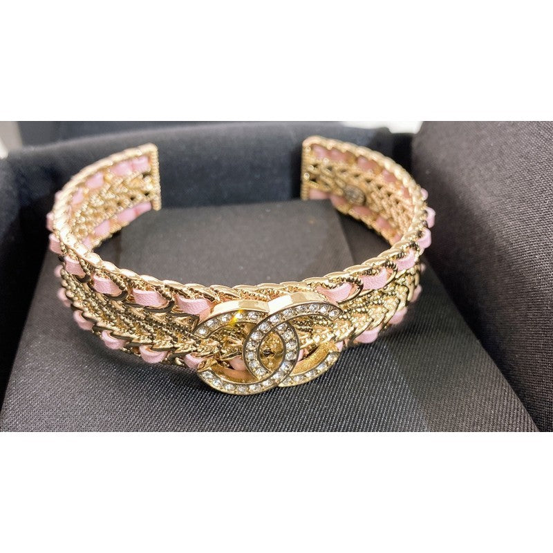 18K CC Pink Strass Cuff Bracelet
