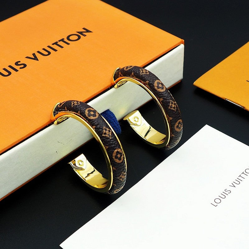 18K Louis Monogram Hoop Earrings