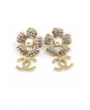 18K CC Flower Full Crystals Earrings