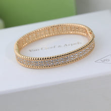 18K Rose Gold Perlée Diamonds Three Rows Bracelet