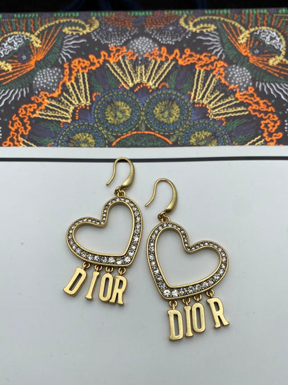 18K CD Heart Crystal Earrings