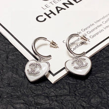 18K CC White Heart Earrings