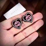 18K GG Pink Heart Earrings