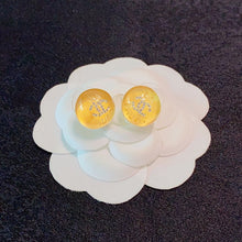 18K CC Yellow Round Earrings