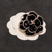 18K CC Black Flower Brooch