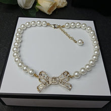 18K CC Bow Pearl Necklace