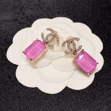 18K CHANEL CC Pink Crystal Earrings