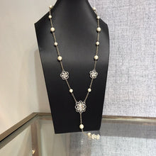 18K CC Flowers Pearl Long Necklace