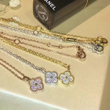 18K Sweet Alhambra Diamond Clover Necklace