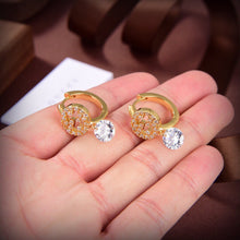 18K Double G Interlocking G Diamond Earrings
