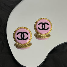 18K CHANEL Vintage CC Pink Resin Earrings