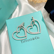 18K T Double Heart Diamond Earrings