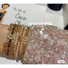 18K CC Crystal Flower Open Cuff Bracelet