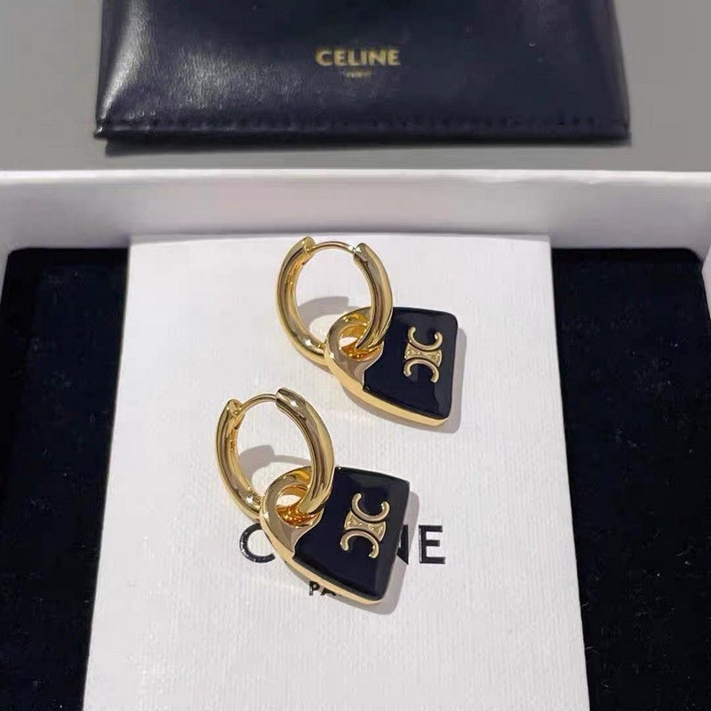 18K CE Black Bag Gold Earrings