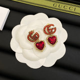18K GG Red Crystal Earrings