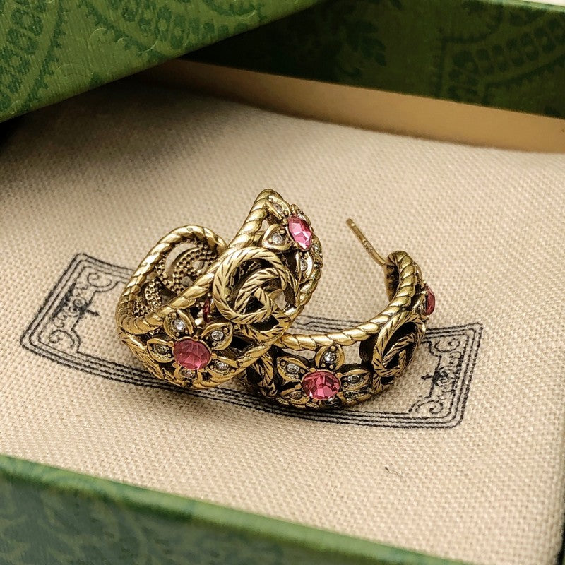 18K GG Pink Crystal Earrings