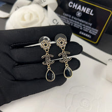 18K CC Black Crystals Earrings