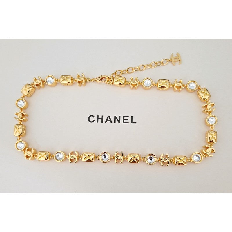 18K CC Yellow Gold Crystal Necklace