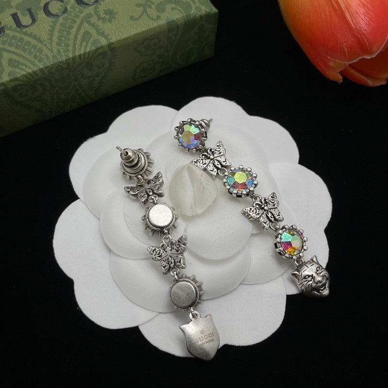 18K GG Tiger Color Crystal Earrings