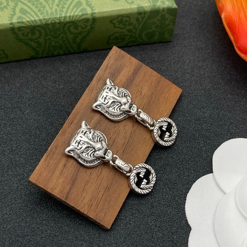18K GG Tiger Drop Earrings