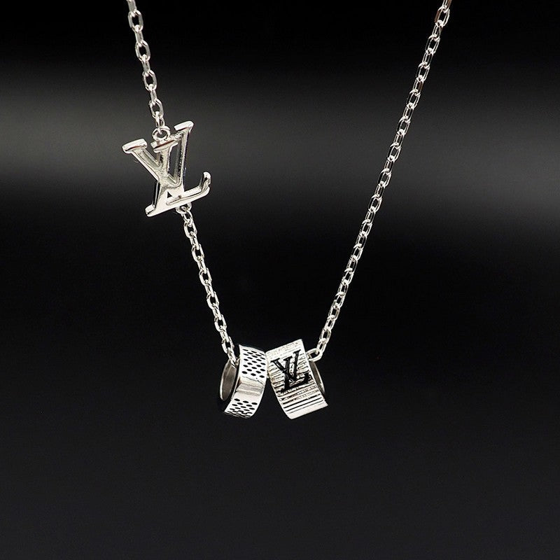 18K Louis Damier Rings Pendant Necklace