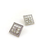 18K CC Square Diamond Earrings