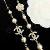 18K CC Long Diamond & Pearl Necklace