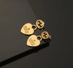 18K Double G Heart Pendant Earrings