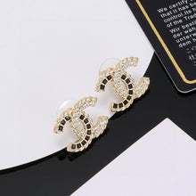 18K CC Crystal Leather Earrings