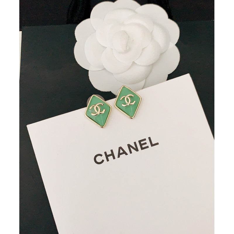 18K CC Green Earrings