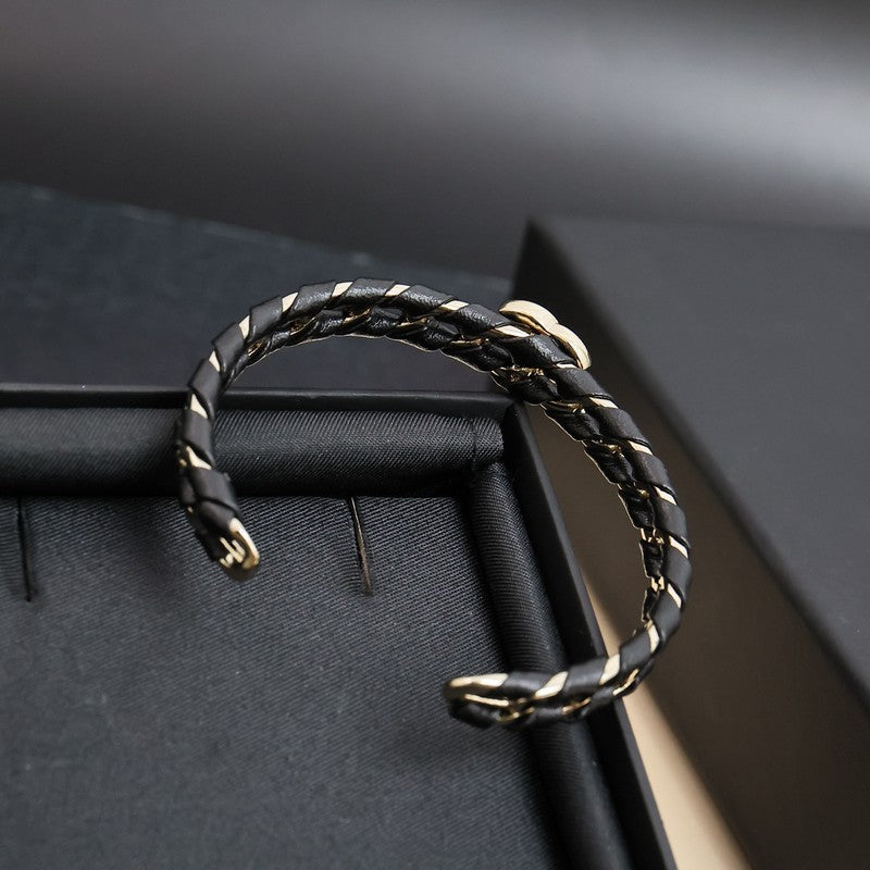 18K CC 26C Black & White Leather Bracelet