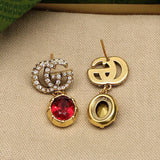 18K GG Red Crystal Earrings