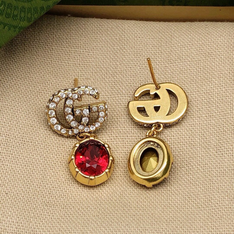 18K GG Red Crystal Earrings