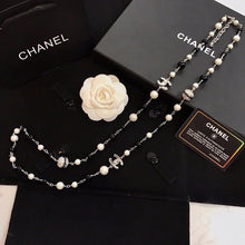 18K CC Long Black Pearl Necklace