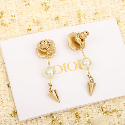 18K CD Pearl Pendant Earrings