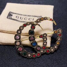 18K Double G Color Crystal Brooch