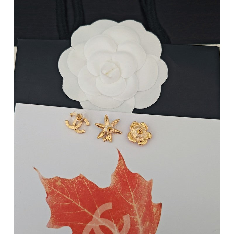 18K CC Color Camellia Earrings