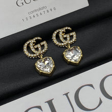 18K Double G Crystal Pendant Earrings