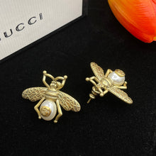 18K Double G Bee Pearl Earrings