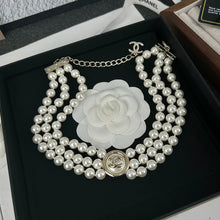 18K CC Choker Pearl Chain Necklace