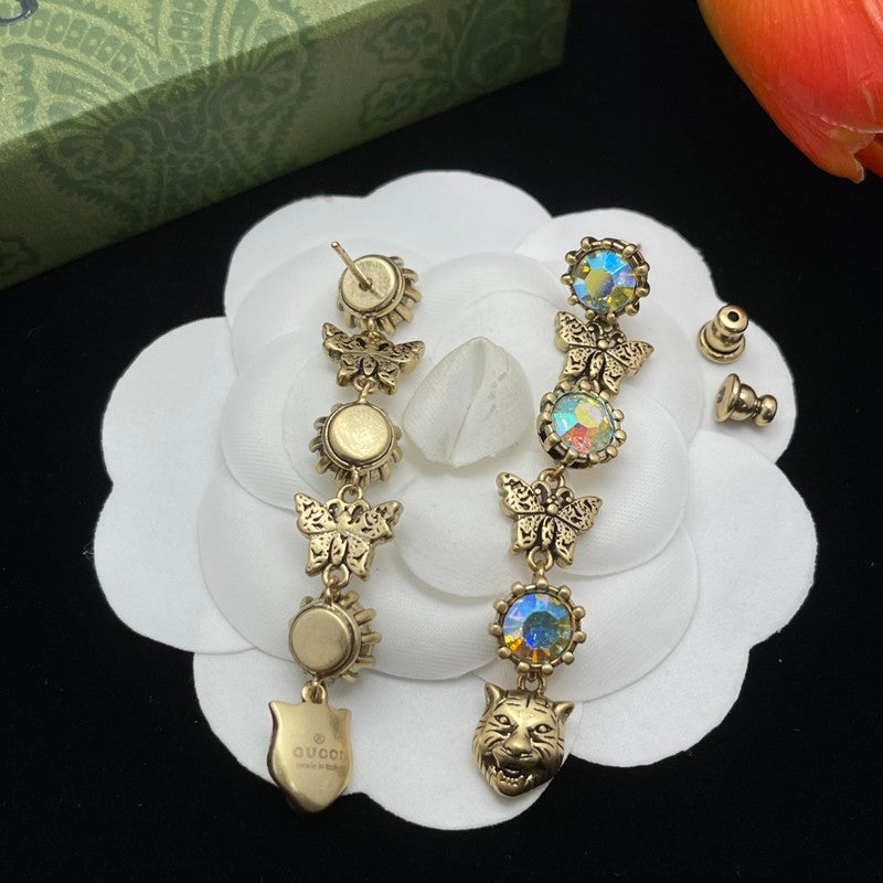 18K GG Tiger Color Crystal Earrings